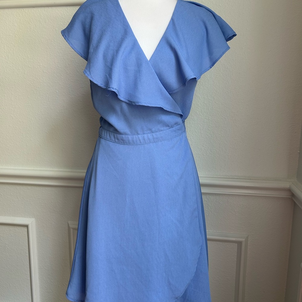 Gianni Bini Elegant Blue Wrap Dress, Size M